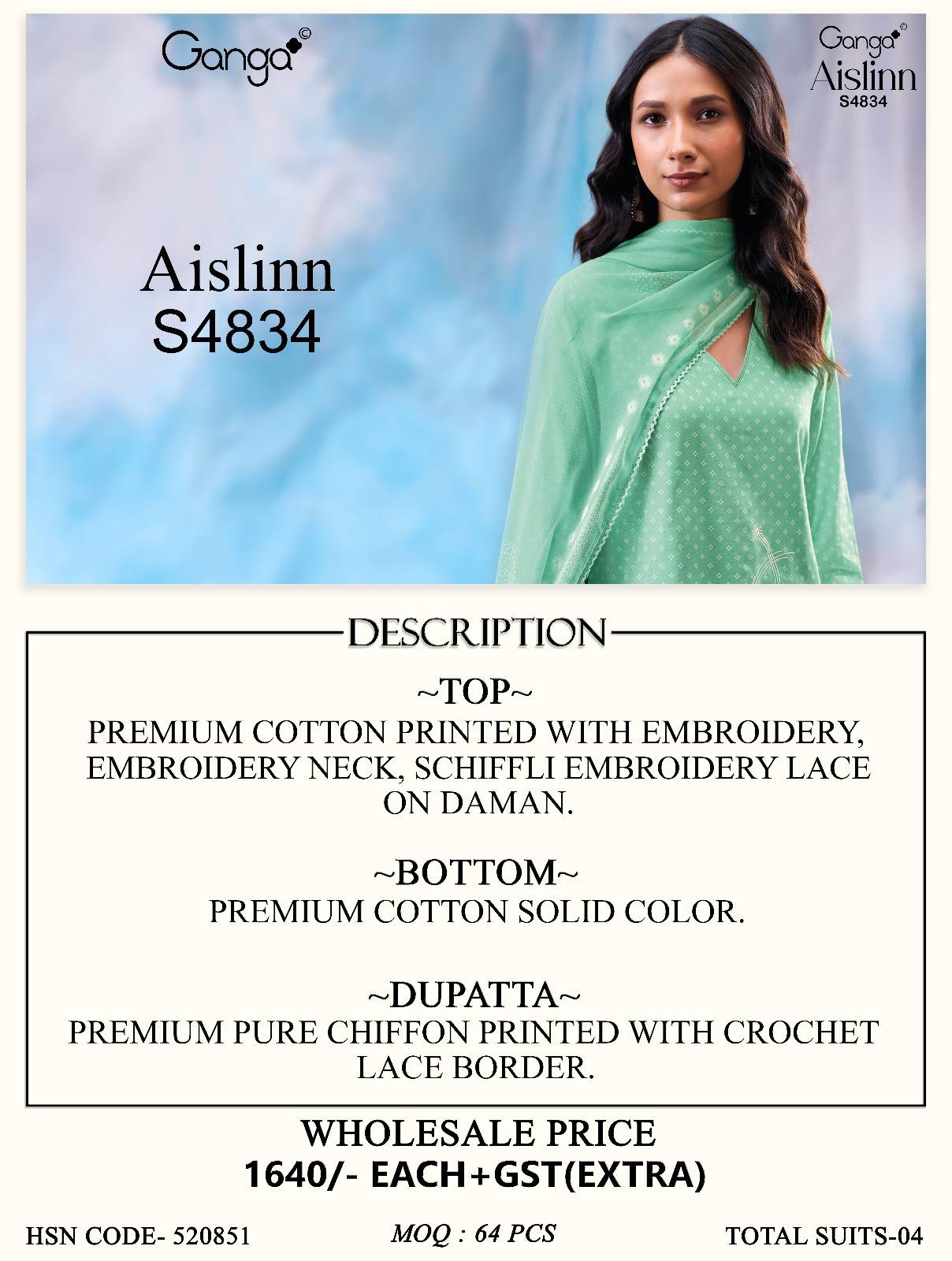 AISLINN 4834 By Ganga Fashion Stylish Beautiful Colourful COTTON Dresses At Wholesale Price